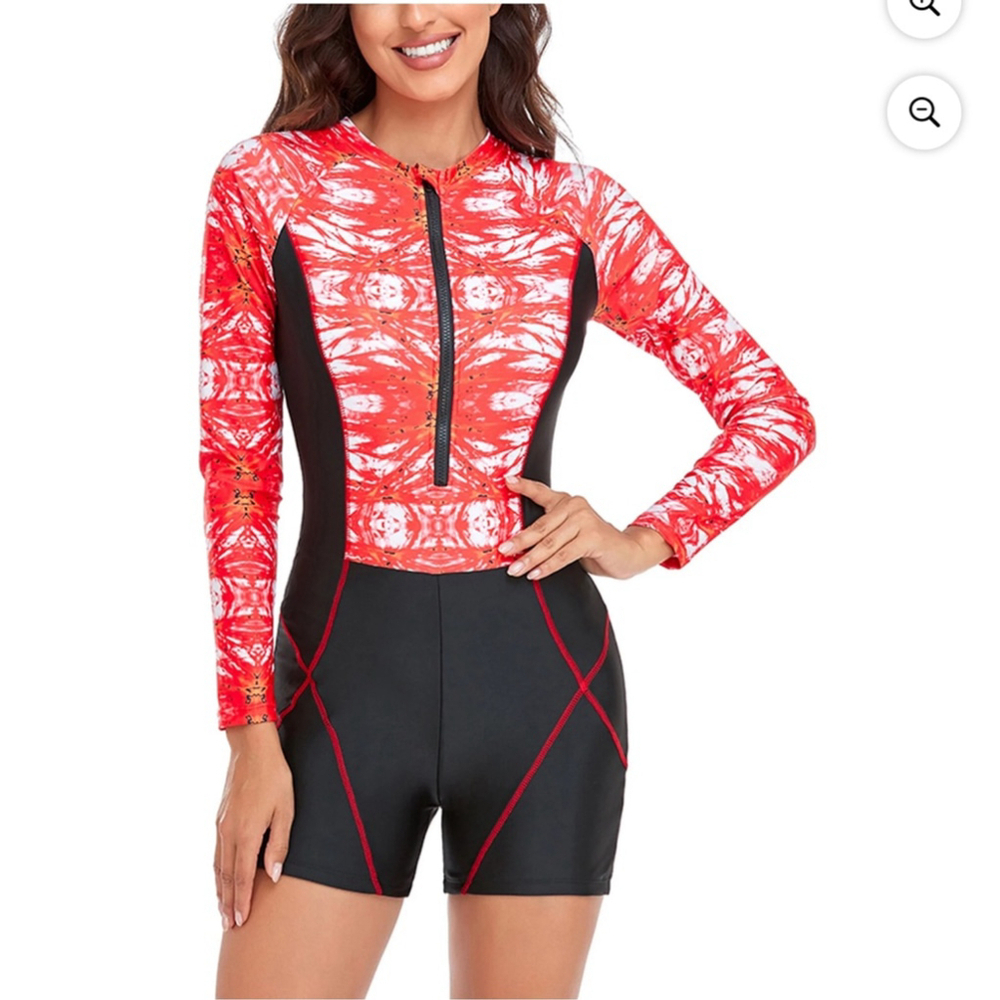 Women's OBEEII Longsleeve One Piece Rash Guard Surf Swimsuit Small